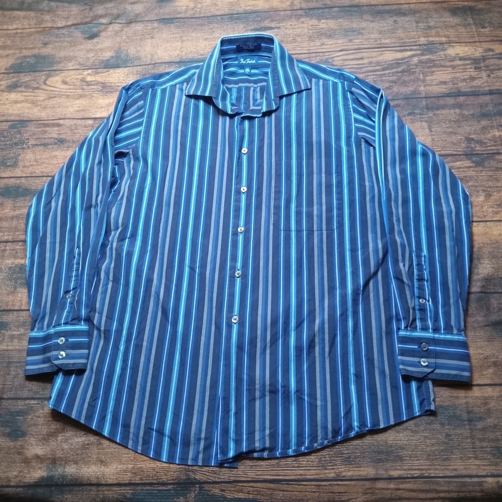 Paul Fredrick Sport Shirt Long Sleeve Button Up Men's Large Blue - Picture 1 of 5